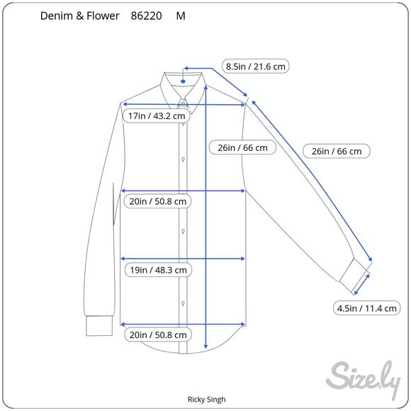 Denim And Flower Ricky Singh Shirt Mens Med Button Up Long Sleeve Blue Polka Dot - Picture 8 of 8